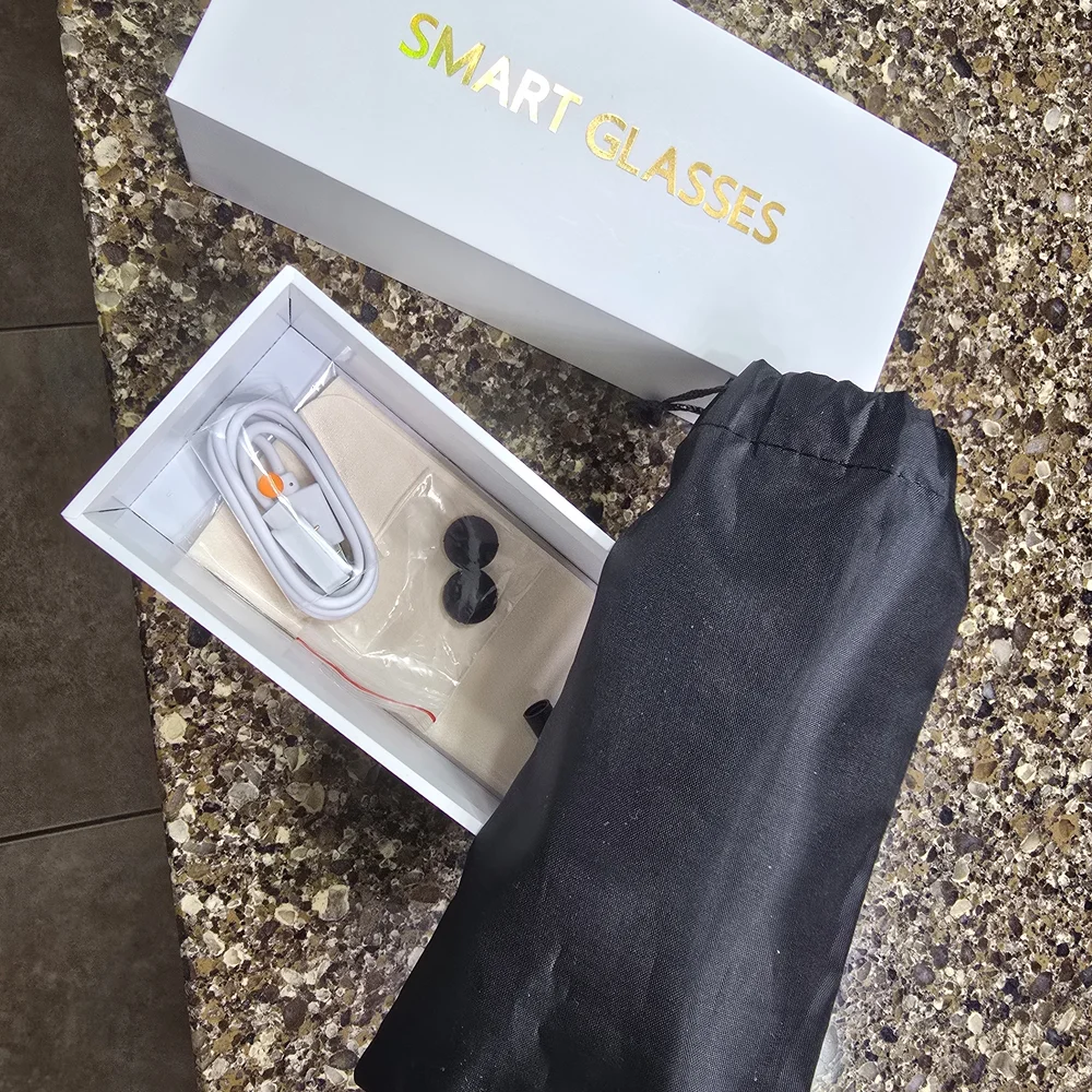 Smart Glasses AR Sunglasses - White Frame with Orange Lenses
